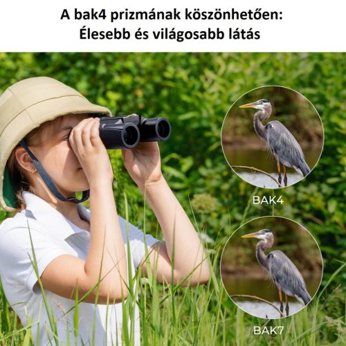 K&F Concept 10x25 HD távcső, BAK4, IP65 vízálló, fekete