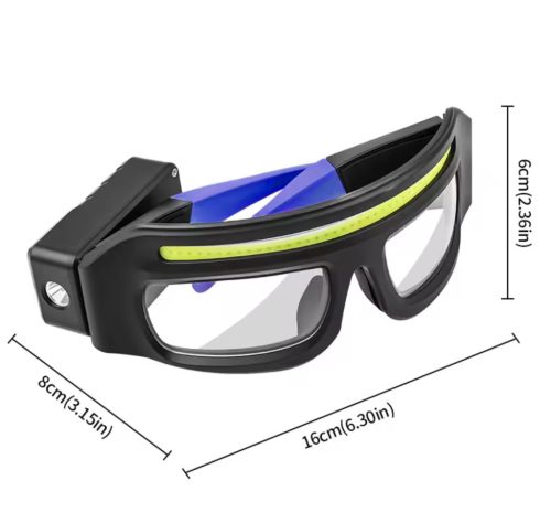 Világítós túra- munka szemüveg, fejlampa