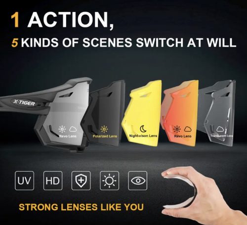 Dioptriás betétes Polarizált  sportszemüveg, cserélhető lencsékkel.